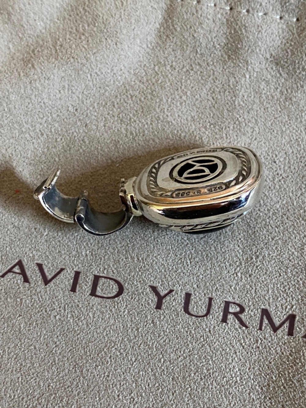 David Yurman Onyx Albion Enhancer Pendant Sterling Silver 14k Gold - Picture 5 of 8
